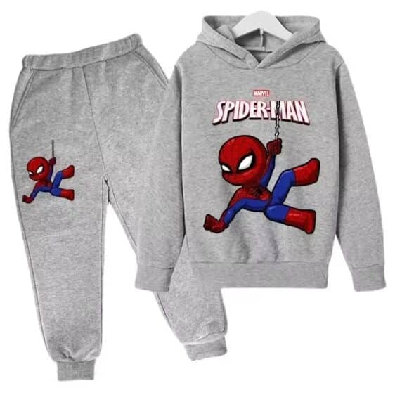 Chibi Spider-Man Web Marvel All-Gray Children's Hoodie Set