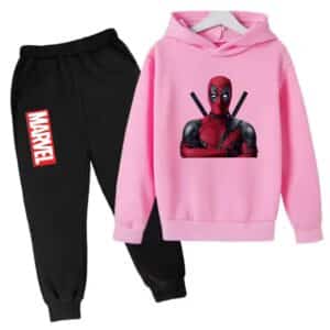 Crossed Arms Deadpool Anti-Hero Pink Black Kids Hoodie Set