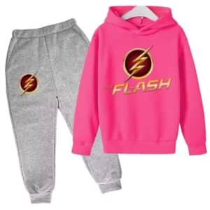 DC Comics The Flash Logo Pink Gray Boys' Hoodie Set