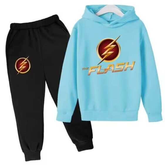 DC Comics The Flash Logo Sky Blue Black Boys' Hoodie Set