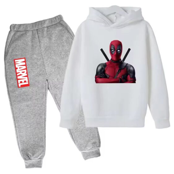 Deadpool Crossed Arms White Gray Children's Hoodie Set