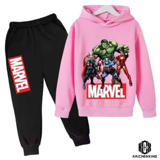 Earth's Mighty Hero Avengers Pink Black Hoodie Set for Boys