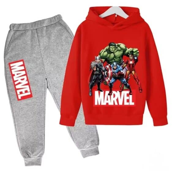 Earth's Mighty Heroes Avengers Red Gray Boys' Hoodie Set