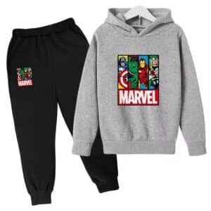 Earth's Mighty Heroes Marvel Gray Black Kids Hoodie Set