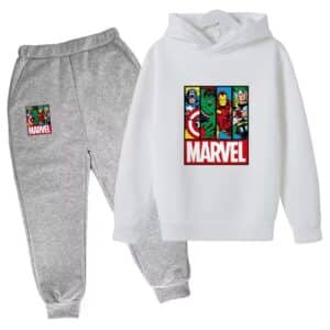 Earth's Mighty Heroes Marvel White Gray Kids Hoodie Set