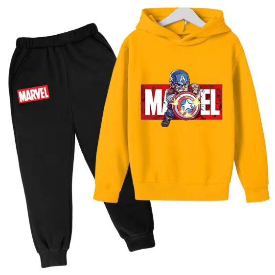 First Avenger Captain America Yellow Black Boys' Hoodie Set