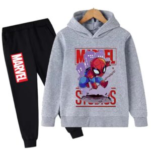 Friendly Hero Spider-Man Gray Black Hoodie Set for Children