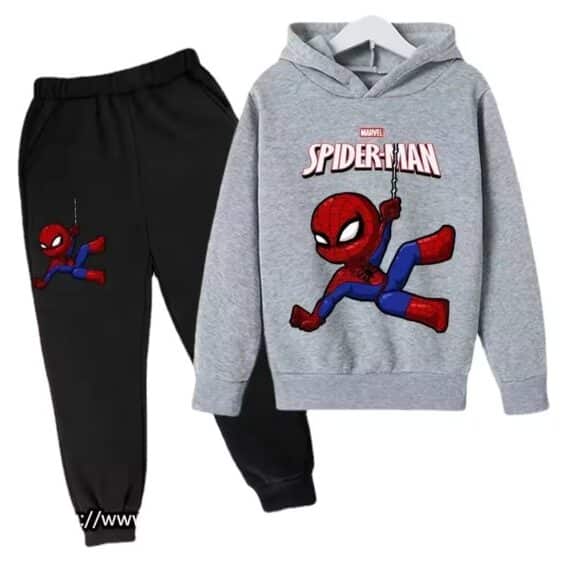 Friendly Neighborhood Spider-Man Gray Black Kids Hoodie Set