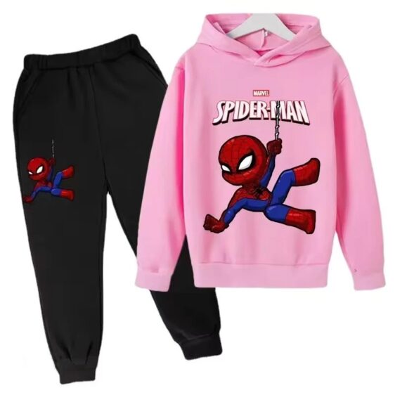 Friendly Neighborhood Spider-Man Pink Black Kids Hoodie Set