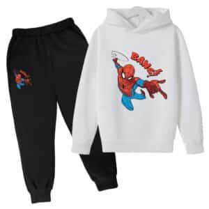 Hero Spider-Man Action Pose White Black Children's Hoodie Set