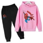 Hero Spider-Man Heroic Pose Pink Black Children's Hoodie Set
