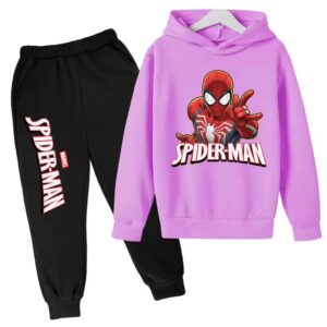 Hero Spider-Man Web Sling Lavender Black Hoodie Set for Boys