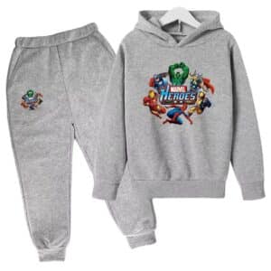 Heroes Assemble Marvel Squad Gray Hoodie Set for Children