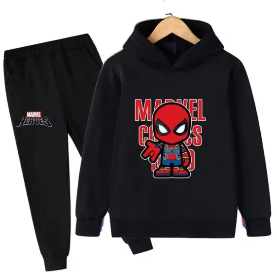 Infinity War Spider-Man Chibi All-Black Hoodie Set for Boys