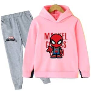 Infinity War Spider-Man Chibi Pink Gray Hoodie Set for Boys