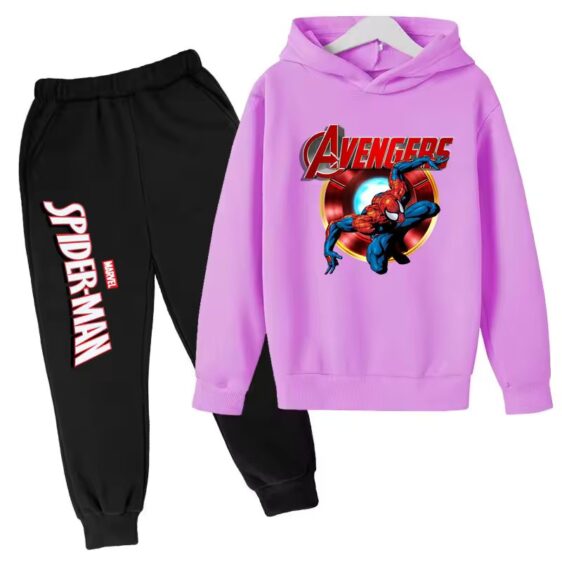 Iron Man Arc Spider-Man Logo Lavender Black Boys' Hoodie Set