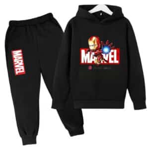 Iron Man Repulsor Blast All-Black Hoodie Set for Children