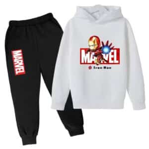 Iron Man Repulsor Marvel White Black Hoodie Set for Kids