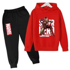 Iron Man Repulsor Power Red Black Marvel Hoodie Set for Boys