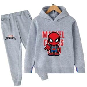 Iron Spider Suit Spider-Man All-Gray Hoodie Set for Boys