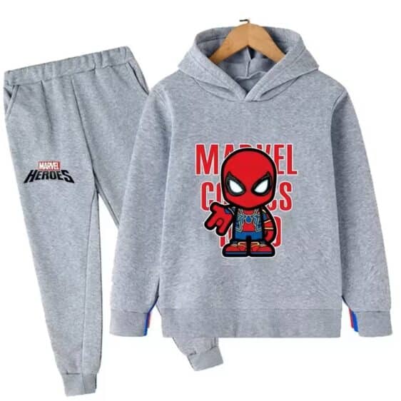 Iron Spider Suit Spider-Man All-Gray Hoodie Set for Boys