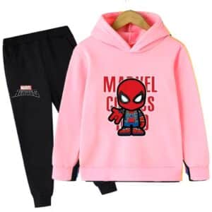 Iron Spider Suit Spider-Man Pink Black Kids Hoodie Set