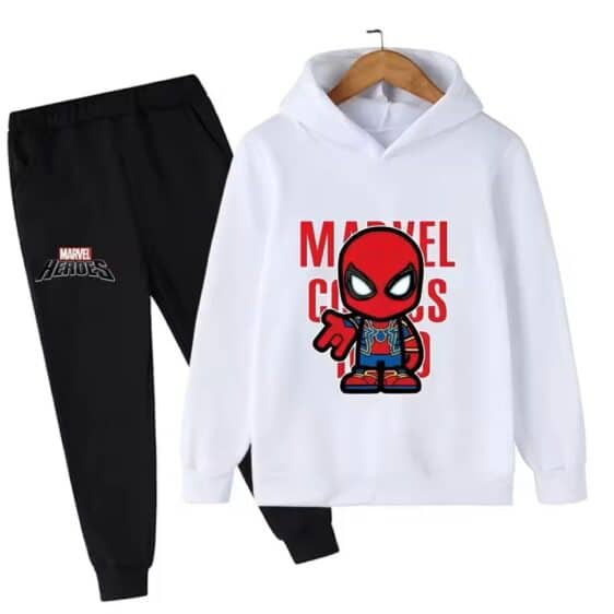 Iron Spider Suit Spider-Man White Black Kids Hoodie Set