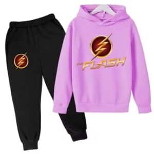 Justice League The Flash Lavender Black Hoodie Set for Kids