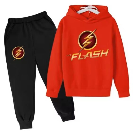 Justice League The Flash Logo Red Black Kids Hoodie Set