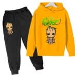 Lovely Baby Groot Chibi Art Yellow Black Boys' Hoodie Set
