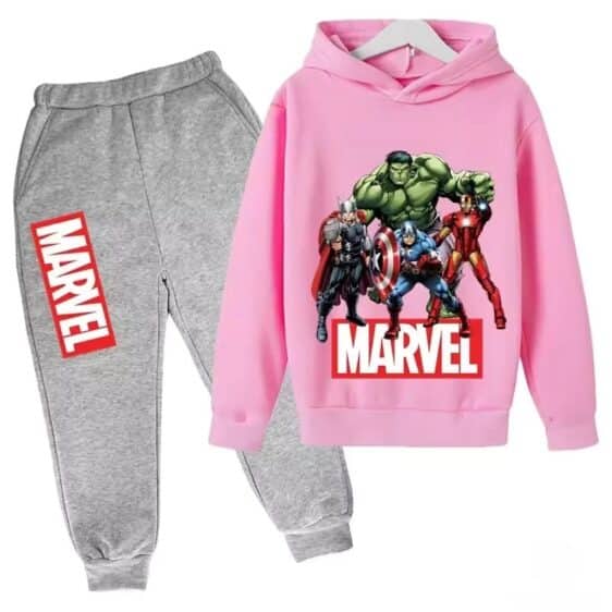 Marvel Avenger Superheroes Pink Gray Hoodie Set for Children