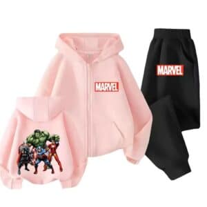 Marvel Avengers Assemble Pink Black Zip Hoodie Set for Kids