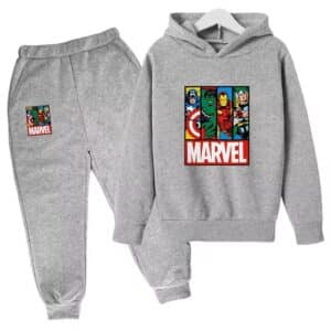 Marvel Avengers Heroes Panel All-Gray Hoodie Set for Kids