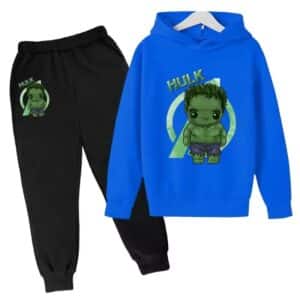 Marvel Avengers Hulk Chibi Art Blue Black Boys' Hoodie Set