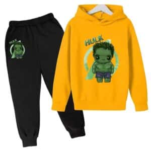 Marvel Avengers Hulk Chibi Yellow Black Hoodie Set for Boys