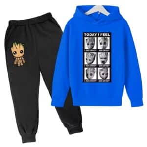 Marvel Baby Groot Expressions Blue Black Hoodie Set for Kids