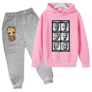 Marvel Baby Groot Expressions Pink Gray Hoodie Set for Boys