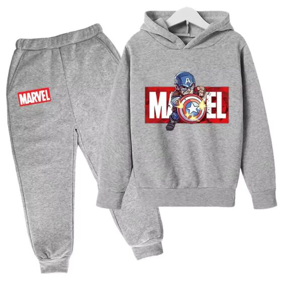 Marvel Captain America Chibi All-Gray Children's Hoodie Set