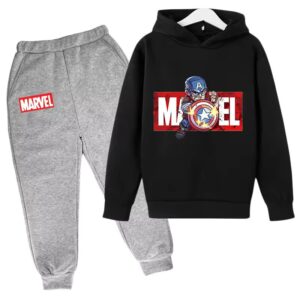 Marvel Captain America Chibi Black Gray Children's Hoodie Set