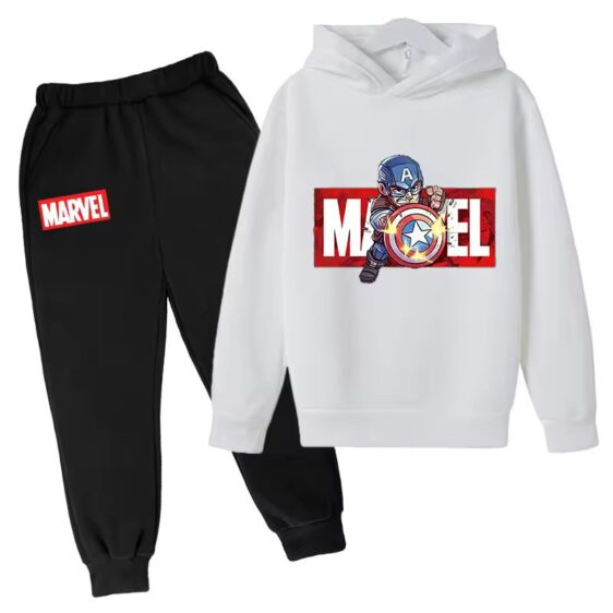 Marvel Captain America Chibi White Black Hoodie Set for Boys