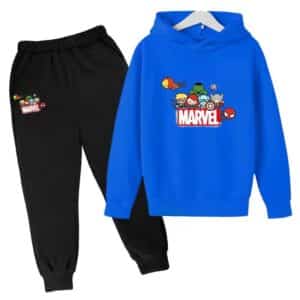 Marvel Chibi Avengers Heroes Blue Black Hoodie Set for Kids