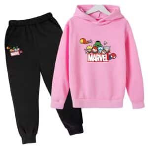 Marvel Chibi Avengers Heroes Pink Black Hoodie Set for Girls