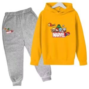 Marvel Chibi Avengers Yellow Gray Hoodie Set for Kids