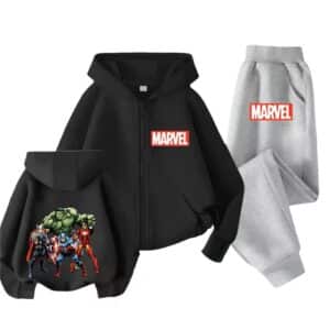 Marvel Comics Heroes Graphic Black Gray Children's Hoodie Set