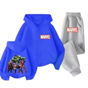 Marvel Comics Heroes Graphic Blue Gray Kids Hoodie Set