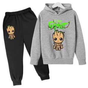 Marvel Comics I Am Groot Gray Black Children's Hoodie Set