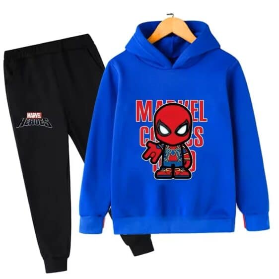 Marvel Comics Spider-Man Chibi Blue Black Boys' Hoodie Set