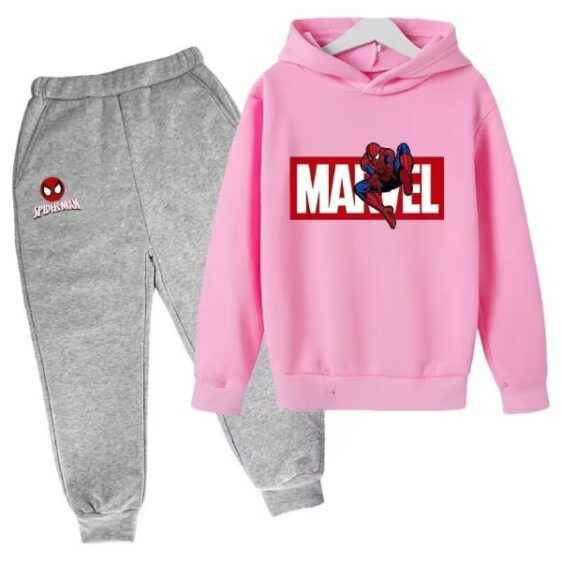 Marvel Comics Spider-Man Pink Gray Hoodie Set for Children