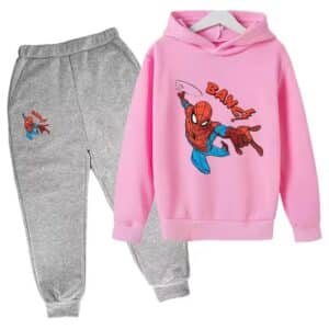 Marvel Comics Spider-Man Pose Pink Gray Hoodie Set for Kids