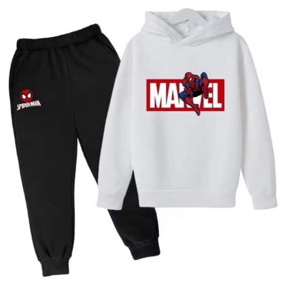 Marvel Comics Spider-Man White Black Hoodie Set for Boys